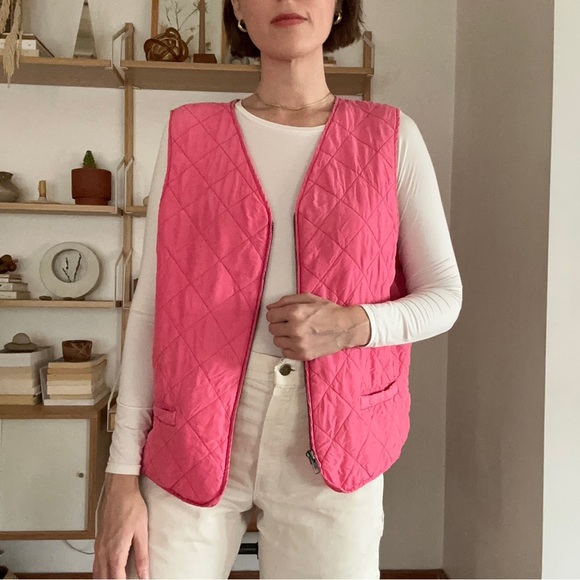Vintage Pink Silk Quilted Vest - Picture 3 of 8